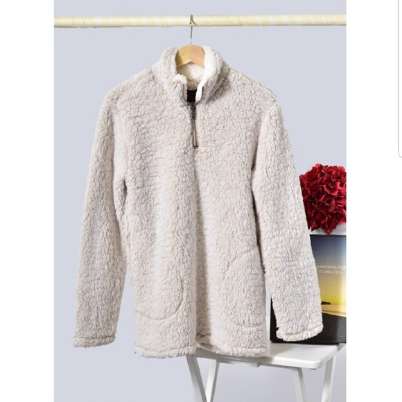 Soft Vegan Sherpa Half Zip Pullover - Picture 4 of 4